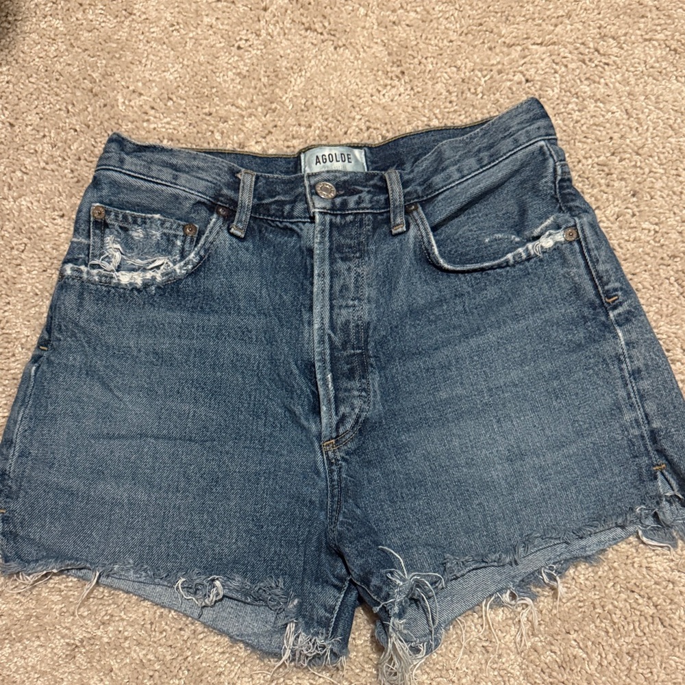 Agolde Distressed Blue Jean Shorts